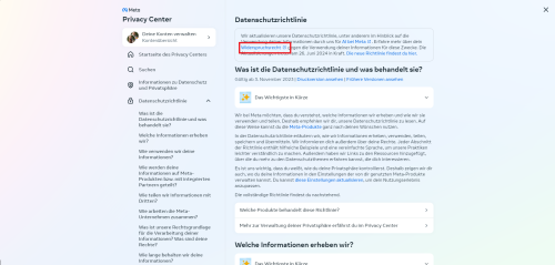 Privacy Center > Widerspruchsrecht