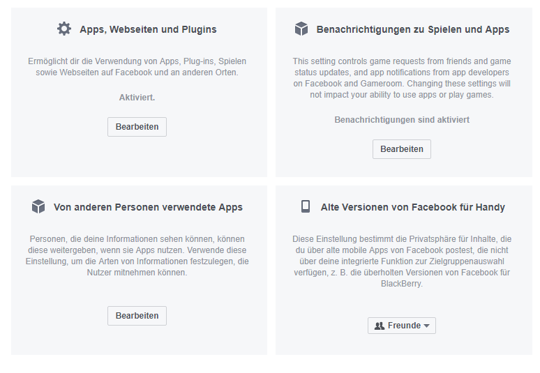 Facebook Privatsphäreeinstellungen