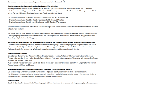 Angebote Detailansicht Beschreibung und Planung