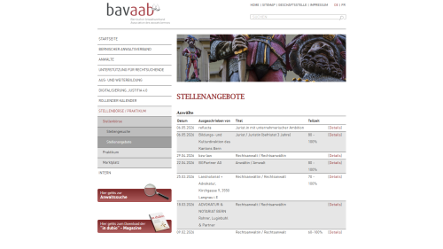 Stellenangebote / Praktikum Listenansicht
