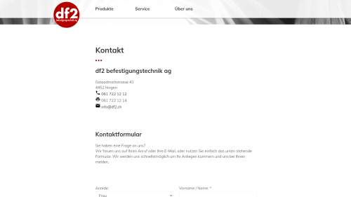 Kontaktseite mit Formular