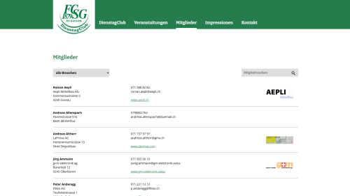 Mitglieder Liste mit Filterfunktion