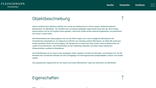 Immobilien kaufen Detailansicht Beschreibung
