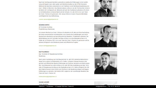 Teamseite Listenansicht