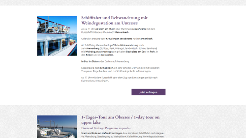Weinkreuzfahrt Auflistung mit Verlinkung zum Kontaktformular