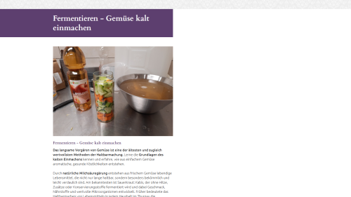 Kochevents Auflistung
