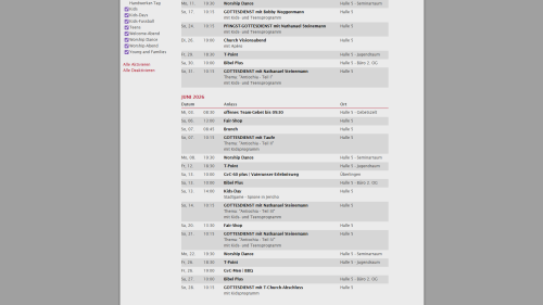 Agenda mit Filterfunktion