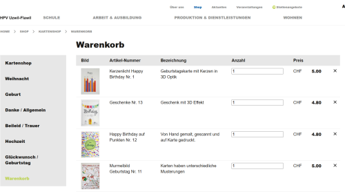 Shop Warenkorb