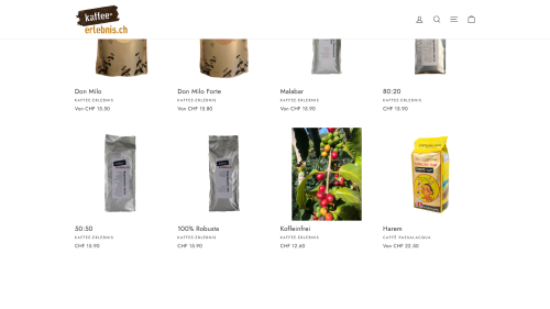 Online Shop Listenansicht