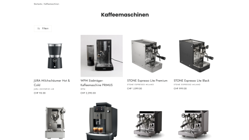 Online Shop Listenansicht