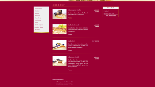 Online Shop Listenansicht