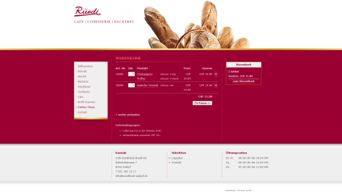Online Shop Warenkorb