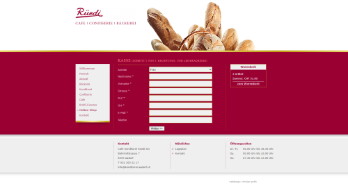 Online Shop Kasse mit Formular