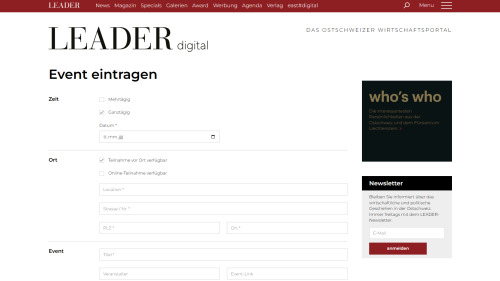 Event in die Agenda Eintragen
