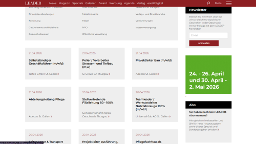 Kaderstellen Liste