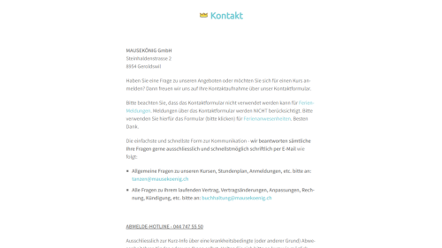 Kontaktseite mit Formular