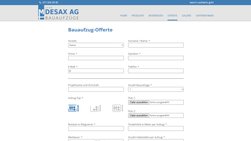Bauaufzug Offerte