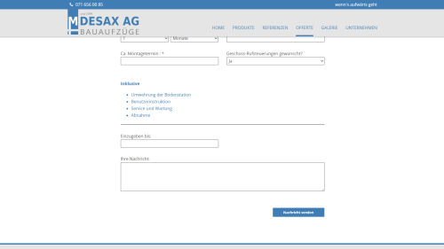 Bauaufzug Offerte