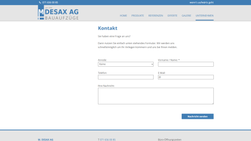 Kontaktseite mit Formular
