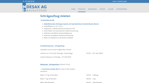 Produkte Mieten Detailseite