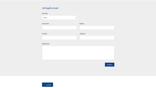Vermietung Detailansicht Anfrageformular