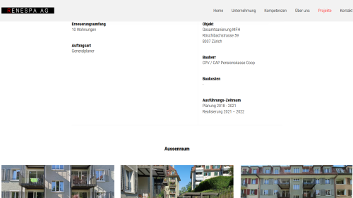 Projekt Detailansicht