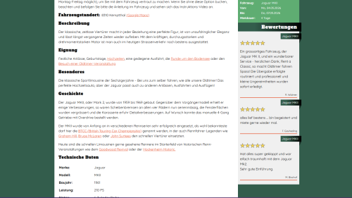 Detailseite Beschreibung und Bewertungen