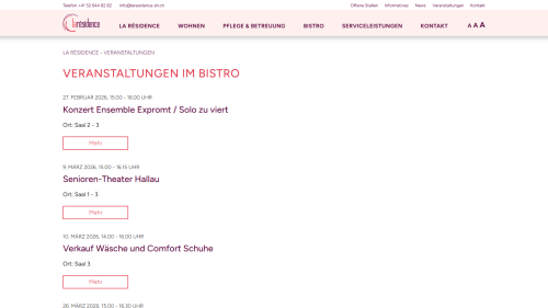 Veranstaltungs Listenansicht