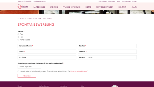 Offene Stellen Spontanbewerbung
