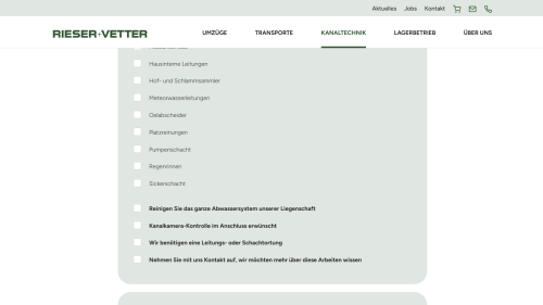 Reinigungsanfrage Formular