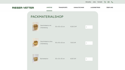 Packmaterialshop Listenansicht