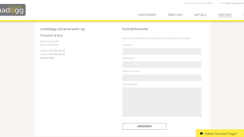 Kontaktseite mit Formular