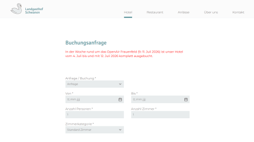Hotelzimmer Buchungsanfrage