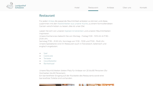 Restaurant; Beispiel einer Standardseite
