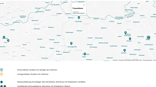 Studiofinder Kartenansicht ge&ouml;ffnet