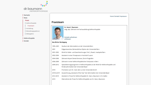 Teamseite Detailansicht
