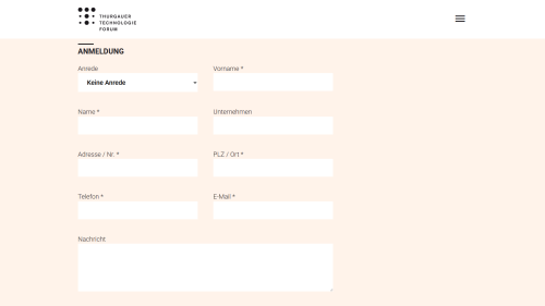 Events Anmeldeformular